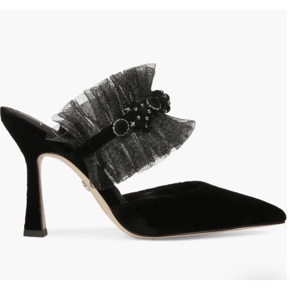 Sam Edelman Hughes Black Velvet High Heel Slides MSRP $160 11 M New - Picture 5 of 12